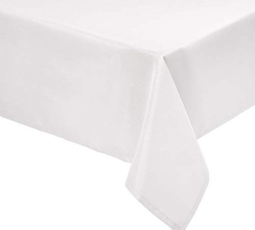 Amazon Basics Lot de 2 nappes rectangulaires en tissu lavable, polyester - 153 x 259 cm, ivoire