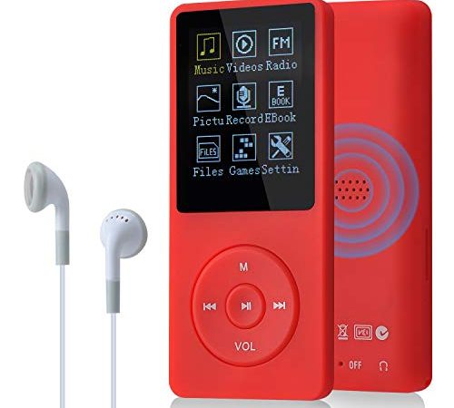 COVVY Slim Music Player 8 GB Portable sans Perte De Qualité Sonore Mp3 70 Heures Écran Jusqu'à 64 Go (Rouge)