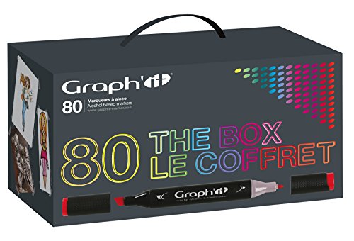Graph'it GI00800 Coffret de 80 Marqueurs avec présentoir acrylique Couleurs Assorties