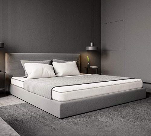 miasuite i sogni italiani Printemps H14 Matelas Orthopédique avec Enrobage in Cotone, l'eau Mousse e Polyuréthane, Blanche, Alla Français, 140 x 190 x 14 cm