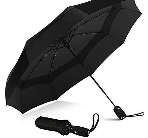Repel Umbrella - Parapluie pliant automatique - Compact, petit, coupe-vent, solide - pour hommes, femmes et adolescents (noir)