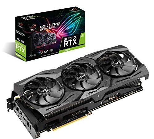 ASUS ROG Strix GeForce RTX 2080 Ti OC edition Carte Graphique Gaming (11GB GDDR6, Axial fans, 0dB, 2.7-slot, 2xBIOS, Auto-Extreme, MaxContact, GPU Tweak II, Aura Sync)