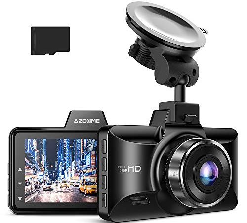 AZDOME Full HD 1080P Caméra Embarquée avec Grand Angle, Enregistrement en Boucle, G-capteur, Surveillance de Stationnement Dashcam de Voiture Enregistreur(M01 Pro&32G Micro SD Carte)