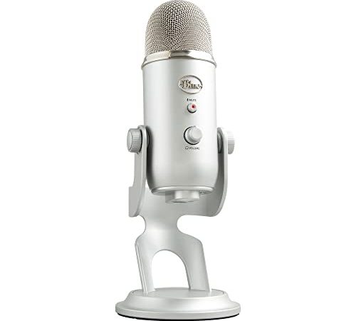 Blue Yeti Microphone USB pour Enregistrer, Streaming, Gaming, Podcast sur PC & Mac, Micro condensateur pour ordinateur portable et PC avec Effets Blue VO!CE, Support ajustable, Plug and Play - Argent