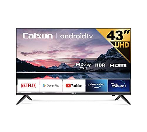 Caixun EC43S1A 4K UHD Smart TV, 43 Pouces 108cm, Android Téléviseur, Triple Tuner, HDR 10, Bluetooth (Prime Video, Disney, Netflix, Youtube, Google Assistant, Google Play Store)