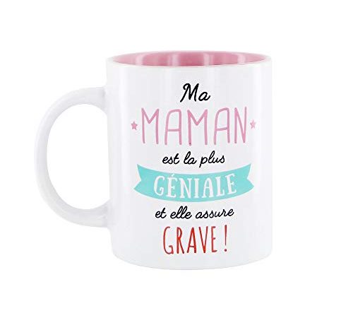 DITES LE AVEC DES MOTS MO0555 Mug Maman M12 Céramique Rose 12 x 8,20 x 9,70 cm