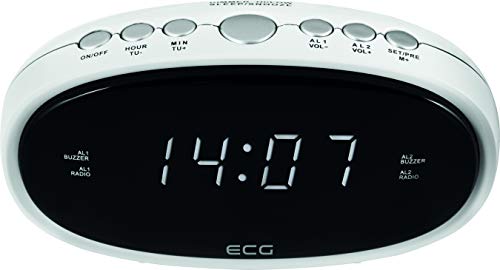 ECG RB 010 White Radio-réveil - Tuner FM - 10 présélections - Horloge numérique/réveil - Réveil par Radio/réveil - Fonction réveil - Minuteur d'arrêt Blanc