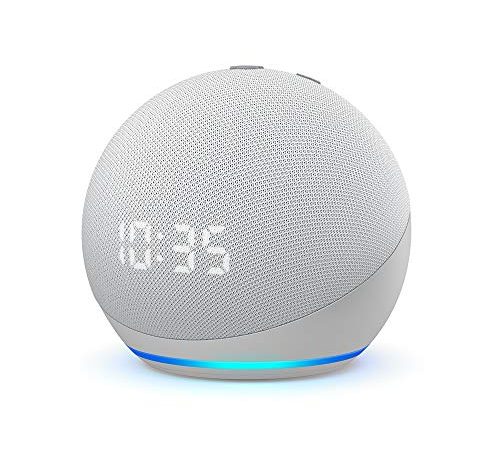 Echo Dot (4e génération), Enceinte connectée avec horloge et Alexa, Blanc