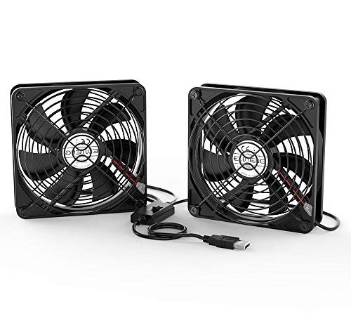 ELUTENG Ventilateur 120mm Double 2 in 1 USB Fan Grille Trois Vitesse Réglable Ventilateur de PC 5V Fan Cooler Refroidisseur 12cm Cooling pour PS4 PS3 Xbox Routeur Mini PC