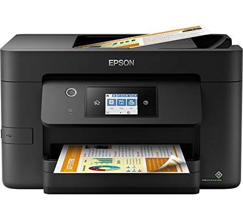 Epson Imprimante WorkForce WF-3820DWF, Multifonction 4-en-1 professionnel: Imprimante recto verso / Scanner / Copieur / Fax, A4, Jet d'encre couleur, Wifi Direct, Ethernet, Chargeur, Compact