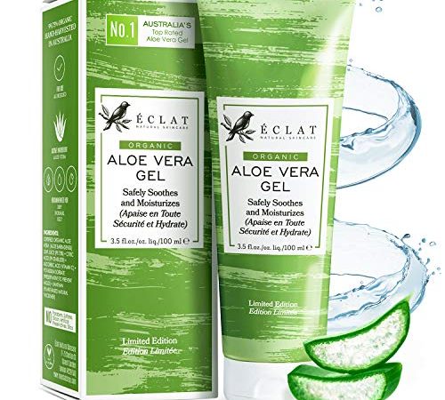 Gel à l’Aloe Vera Bio - Naturel - Non Dilué - Vrai Gel D’Aloe Barbadensis - Cultivé à la Main et Pressés à Froid en Australie - Approuvé par des Dermatologues