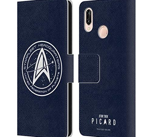 Head Case Designs sous Licence Officielle Star Trek Picard Siège Social De Starfleet Insignes Coque en Cuir à Portefeuille Compatible avec Huawei P20 Lite