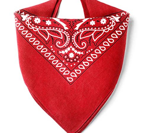 ...KARL LOVEN Bandana Rouge 100% Coton Paisley Foulard Fichu Bandeau Tour de Cou Tête Echarpe Pastel Bracelet Homme Femme Enfant