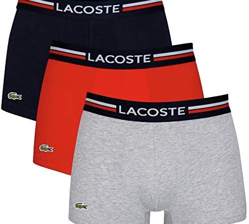 Lacoste Boxer, Homme, 5H3386, Marine/Argent Chine-Rouge, XL