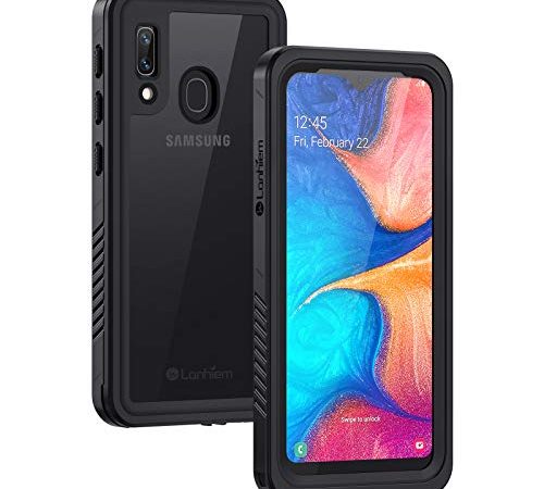 Lanhiem Coque Samsung A20E(5.8), [IP68 Étanche & Antichoc] 360 Protection Integrale Double Renforcé Waterproof Etui Antipoussière Anti-Neige Incassable Housse pour Samsung Galaxy A20E, Noir