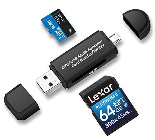 Lecteur de cartes Micro USB OTG Adaptateur et USB 2.0 pour SDXC, SDHC, SD, MMC, RS-MMC, Micro SDXC, Micro SD, Carte Micro SDHC et UHS-I