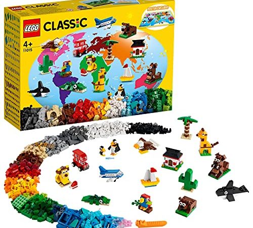 LEGO 11015 Classic Briques créatives « Autour du Monde » Jeu de Construction avec 15 Figurines d’Animaux