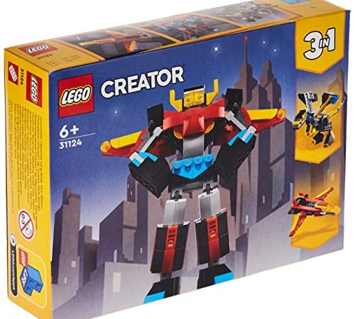 LEGO 31124 Creator 3 en 1 Le Super Robot, Se Transforme en Dragon et en Avion à Réaction, Jouet Créatif, Construction pour Enfants de 7 Ans et Plus