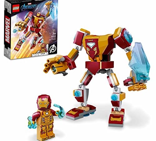 LEGO 76203 Marvel L’Armure Robot d’Iron Man, Set Figurine Action Avengers, Jouet de Construction pour Enfants +7 Ans à Collectionner