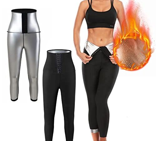 Maritown Pantalon de Sudation Femmes, Legging de Sport à Taille Haute Noir Shorts pour Accélérer Transpiration, Lifting des Fesses, Obtenir Ventre Plat Anti Cellulite pour Minceur