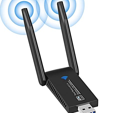 Maxesla AC1300 Mbps Clé WiFi Puissante, Cle WiFi USB 3.0 Double Bande, 2.4G / 5GHz Dongle WiFi, Adaptateur USB WiFi PC/Laptop/Desktop/Tablet, Compatible avec Windows 11/10/8/7/Vista/XP, Mac OS X