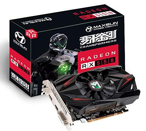 MAXSUN Cartes Graphiques AMD Radeon RX 550 4 Go GDDR5 Carte Graphique ITX GPU 128 Bits DirectX 12 PCI Express X16 3.0 DVI-D Dual Link, HDMI, DisplayPort