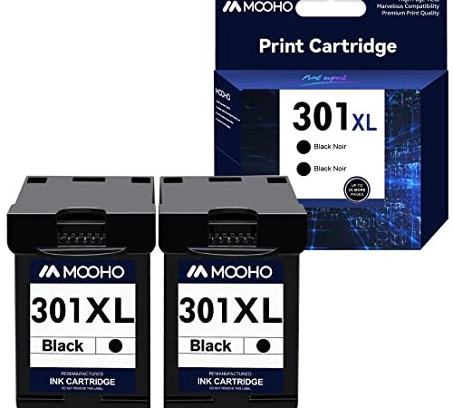 MOOHO Remanufacturée pour HP 301XL 301 Cartouches d'encre de Remplacement pour HP Deskjet 1010 1510 1512 2050 2510 2540 2545 HP Envy 4500 4501 4502 5530 5532 OfficeJet 2620 2621 2624 4631 (2 Noir)