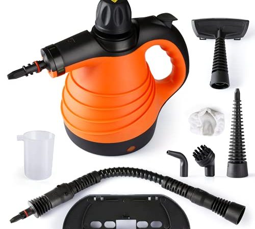 Nettoyeur Vapeur, Nettoyeur Vapeur Multifonction 1050W, avec Réservoir d'Eau 350ml, avec 9 Accessoires, Nettoyeur Vapeur Portable pour Ménage, Cuisine, Salle de Bain, Tapis, Sol, Rideau