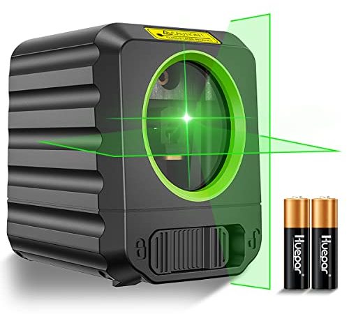 Niveau Laser, Huepar Auto-Nivelant Laser Vert à Ligne Croisée Verticale et Horizontale, Outil Laser d'Alignement 100 Pieds Pour Accrocher des Photos/ Application de Bricolage, Batterie Incluse-B011G