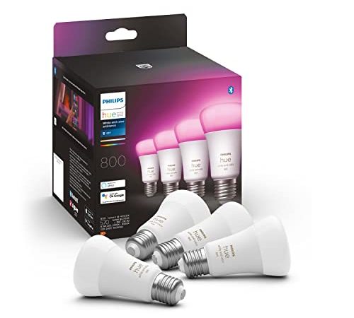 Philips Hue White and Color Ambiance, ampoule LED connectée E27, Pack de 4