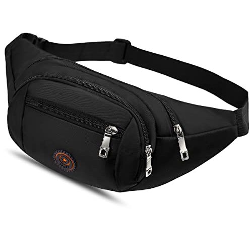 Sac Banane, Sac à la Taille Ceinture de Course Homme Femme Sac Sacoche Banane Sac à Dos Sac Poitrine Etanche Réglable pour Cyclisme Gym Balade Escalade Voyage Randonnée Vacances Noir