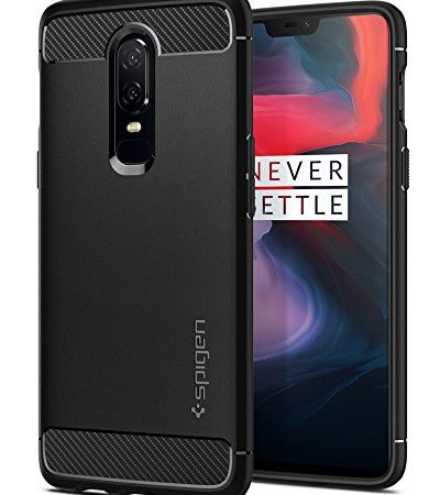 Spigen Coque OnePlus 6 [Rugged Armor] Resistant, Anti-Choc, Fibre de Carbone, Coque Etui Housse Compatible avec OnePlus 6 - Noir