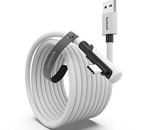 Syntech Câble Link 5 mètres Compatible avec Oculus/Meta Quest 1/2, câble de Transfert de données PC Haute Vitesse, câble Link de Charge USB 3.0 vers USB C pour Casque VR et PC de Jeu