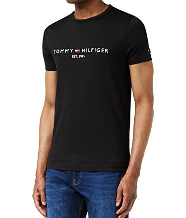 Tommy Hilfiger Homme Tommy Logo Tee T Shirt, Noir (Jet Black Base), L EU