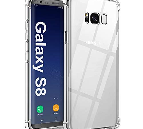 YNMEacc Coque Samsung S8, [4 Coins Air Cushion Protection] Transparent Légère Anti-Scratch TPU Antichoc Etui Silicone Coque pour Samsung Galaxy S8