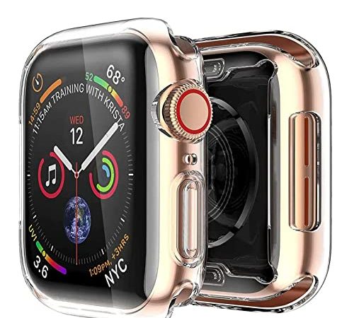 [2 Pack] Coque Apple Watch Series SE 6 5 4 44mm, iWatch Case Protection Ecran Couverture Complète Ultra Transparent Film en TPU Souple Convient, pour Apple Watch Series SE 6 5 4 44mm