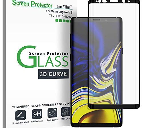 amFilm Verre Trempé pour Galaxy Note 9, Couverture Complète Film Protection écran pour Samsung Galaxy Note 9 (Noir)