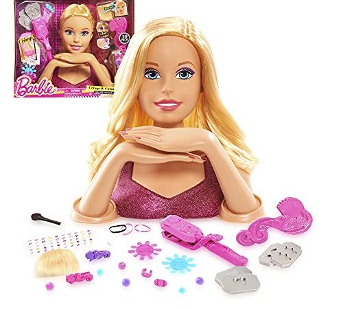 Barbie, Tête à Coiffer et à MaquIller Deluxe, 30 Accessoires Cheveux & MaquIllage, Jouet pour Enfants dès 3 Ans, BAR17