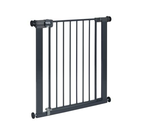 Barrière de Sécurité Extensible Safety 1st à Fermeture Facile, Barrière d'Escalier à Fixation par Pression, Barrière pour Bébé et pour les Chiens, de 6 mois à 2 ans, Metal Black (noir métallisé)