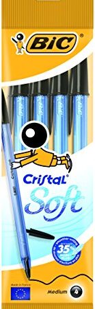 BIC Cristal Soft Stylos-Bille - Noir, Pochette de 4