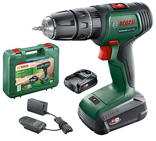 Bosch Home and Garden perceuse à percussion sans fil UniversalImpact 18V (2 Batteries, système 18 V, dans Coffret de Transport)