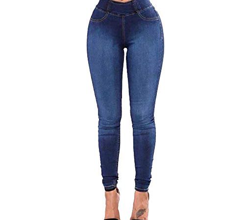 BUKINIE Pantalon Femme Jean Denim Grande Taille Taille Haute Skinny Slim Stretch DéChiré en DéTresse DéContractéE Ancien Jeans（Bleu foncé,XXX-Large