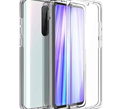 CE-LINK pour Coque Xiaomi Redmi Note 8 Pro 360 Degrés Gel Silicone TPU Souple Housse Etui de Protection Avant et Arrière avec Protecteur d'écran avec Absorption de Anti-Choc Cover - Transparente