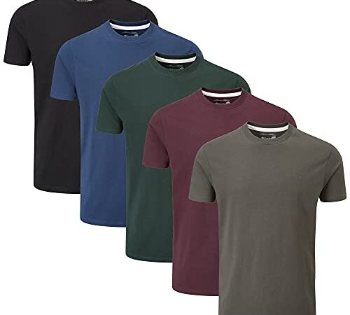 Charles Wilson Pack de 5 T-Shirts Unis à Col Rond (Large, Dark Essentials Type 41)