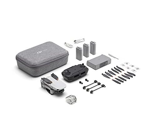 DJI Mini SE Fly More Combo - Drone Caméra à 3 axes, Caméra 2,7K, GPS, Temps de Vol 30 min, Poids léger, Mini Drone de moins de 249 g, Résistance au Vent améliorée à l’Échelle 5, Gris