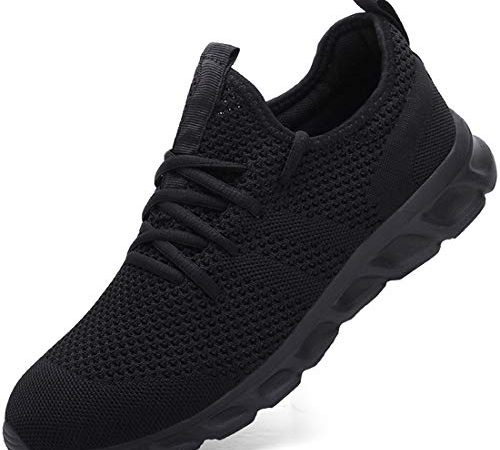 Femme Chaussures de Running pour Course Sports Fitness Respirant Mesh Gym Outdoor Trail Jogging Walking Tennis Baskets athlétique Sneakers Noir 39 EU