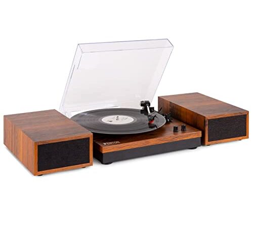 Fenton RP165 - Platine Vinyle avec 2 Haut-parleurs intégrés - Bois, Technologie Bluetooth, 3 Vitesses de disques 33, 45 et 78 Tours, Design Simple et élégant