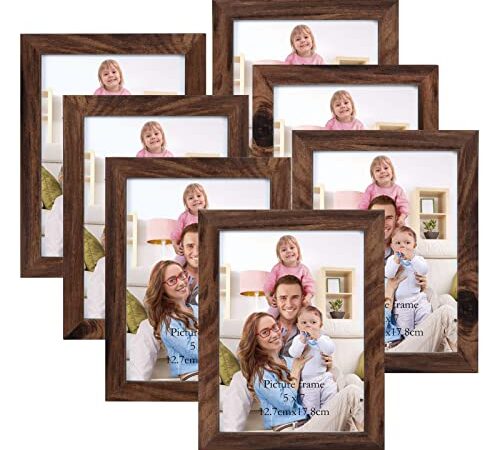 Giftgarden Cadre Photo 13x18 cm Lot de 7, Cadre Photo Rustique Marron pour Chambre, Galerie, Maison, Bureau et Salon