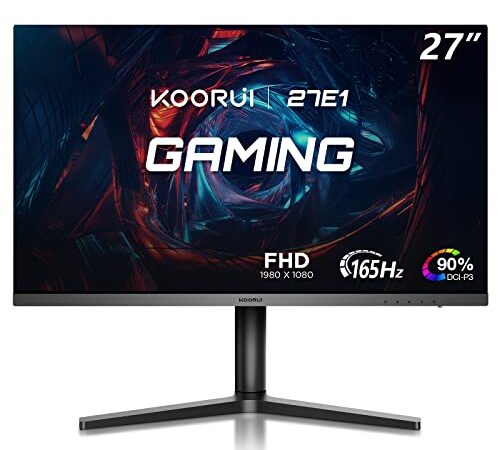 KOORUI Ecran PC Gaming 27 Pouces 165hz, Moniteur PC Dalle IPS, Résolution Full HD (1920 x 1080), 1MS, Display Port 1.2 & 1x HDMI1.4 & Type-c(15W), FreeSync,Noir