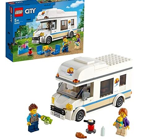 LEGO 60283 City Le Camping-Car de Vacances, Jouet de Construction, Caravane, Minifigurines Bébé, Cadeau de Vacances, pour Enfants de 5 Ans et Plus